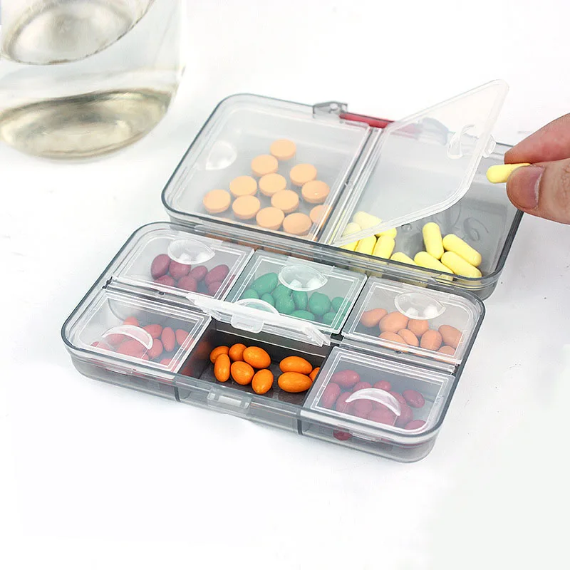 1/2/5Pcs Transparent Double Layer Small Medicine Box Compartment Pill Box Portable Storage Sealed Pill Box Home Storage Supplies