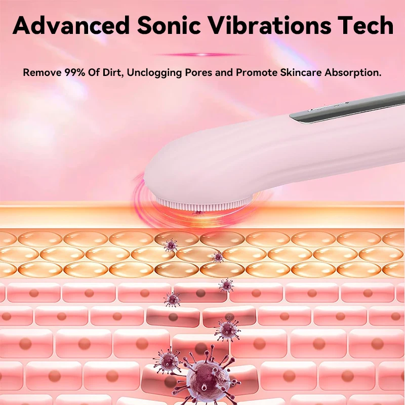 Brosse de nettoyage du visage sonique, épurateur par vibrations, compresse chaude, Massage, exfoliant, électrique, outils de nettoyage du visage