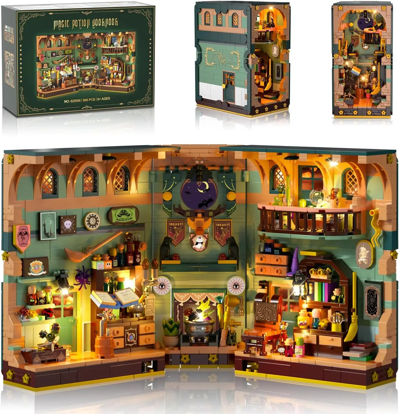 

Набор для сборки книжной подставки своими руками с подсветкой, 990 деталей, миниатюрная модель книжного уголка для домашнего декора, для детей от 8 лет