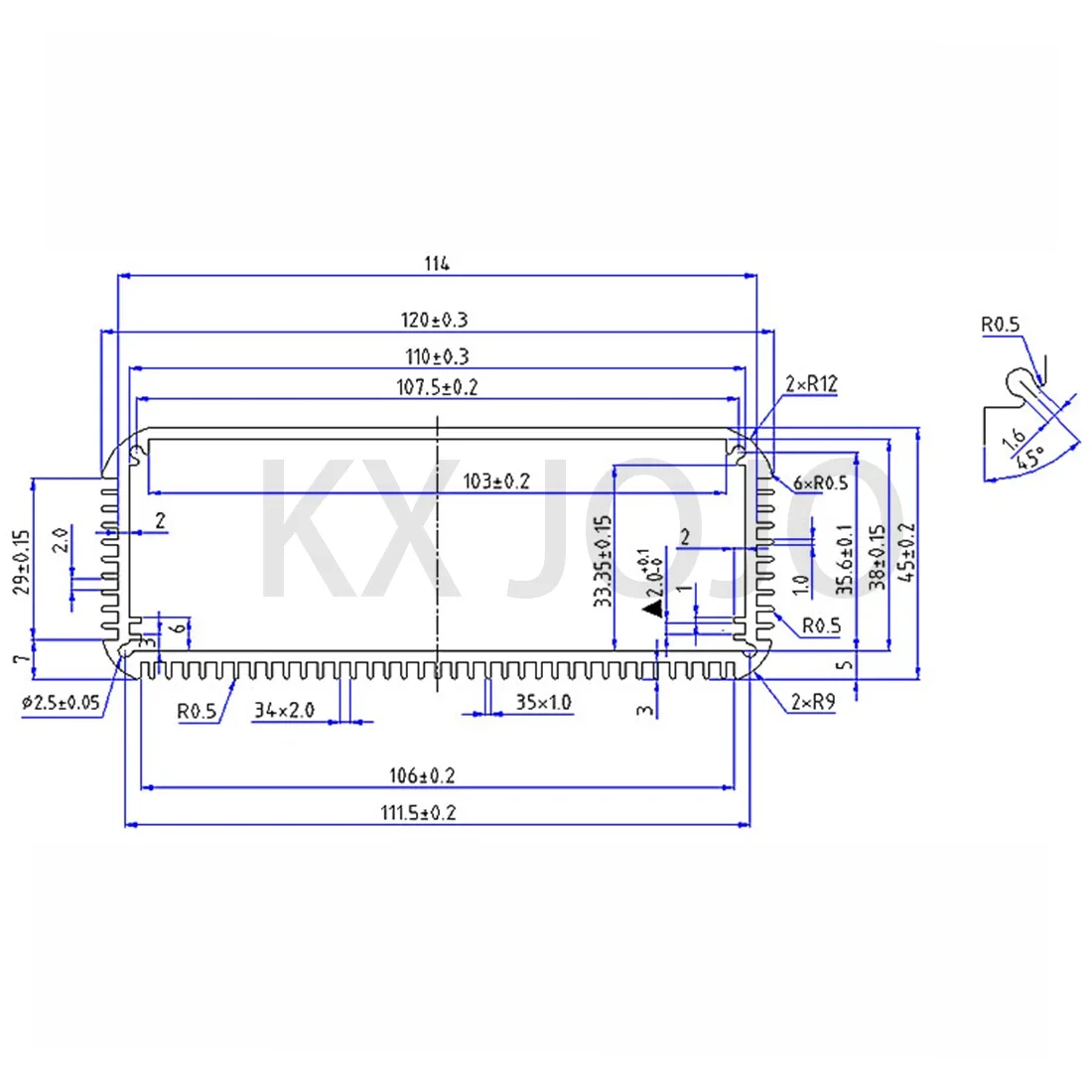 กล่องอลูมิเนียมแบบรวมขนาด120*45*150/160/200มม. กล่องอิเล็กทรอนิกส์ DIY พาวเวอร์เฮาส์ซิ่งอุปกรณ์สีเงิน/ดำ