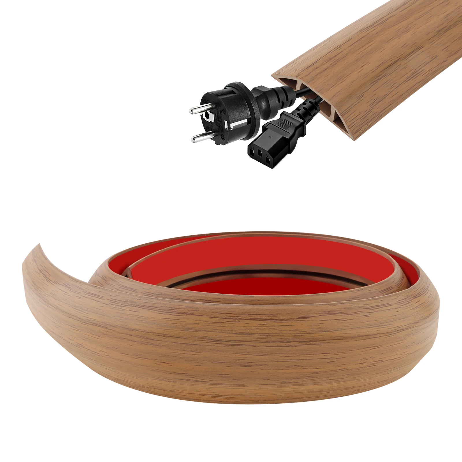 Yellow Wood Grain 1m/2m/3meter Cable Management Prevent Cable Trips Floor Cord Cover Cord Hider Floor Hide Extension Cords