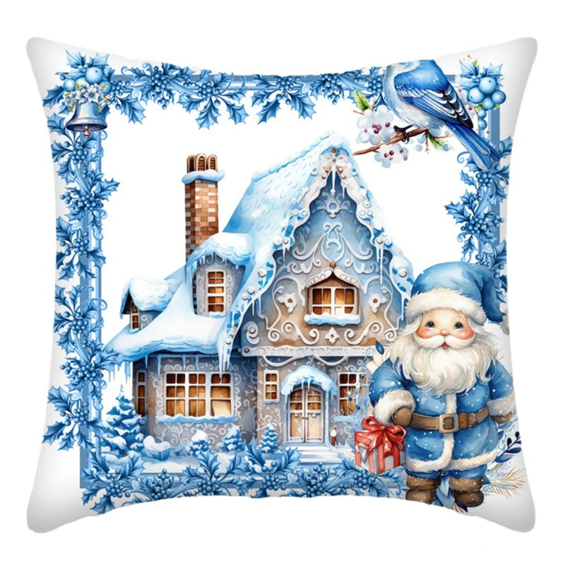 Christmas home decoration pillow cover Santa Claus Snowman little Angel printed sofa cushion suite room decoration friend gift