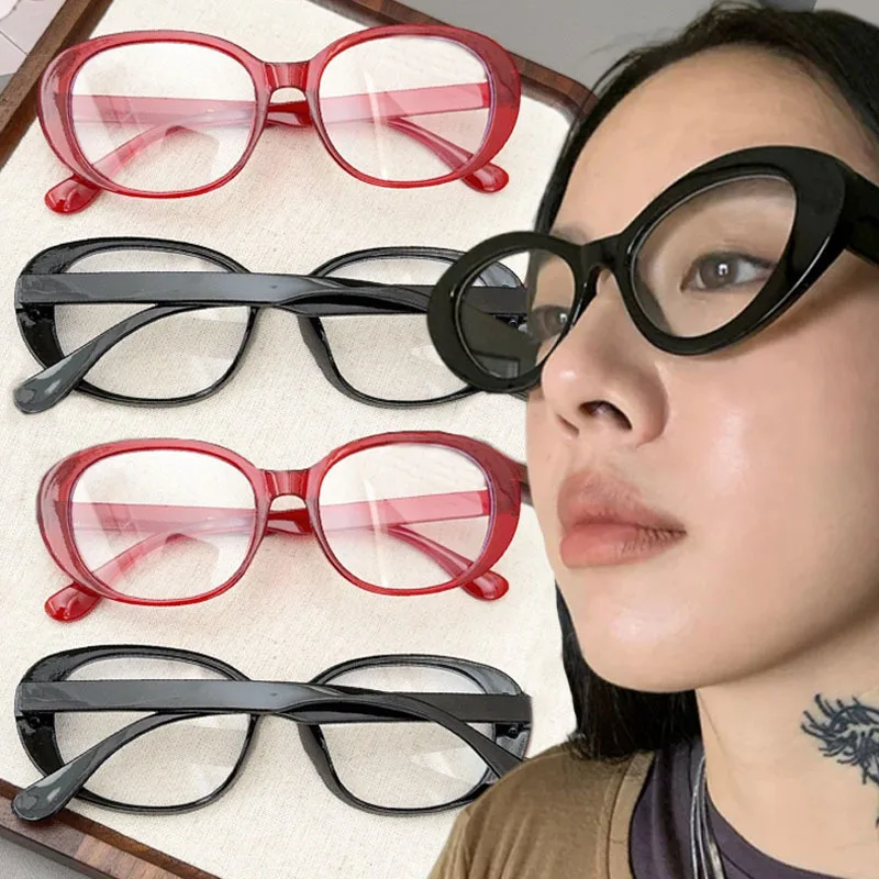 

Vintage Decorative Goggles Y2k Retro Square Frame Eyeglass Women Red Computer Reading Glasses Clear Blue Light Blocking Eyewears