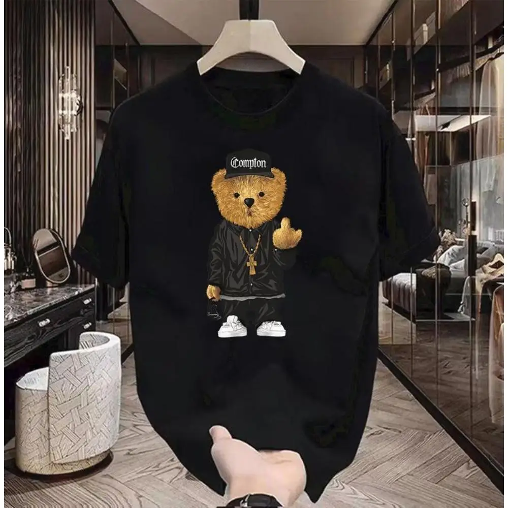 

100% Cotton rave outfits, Short Sleeve, Ideal For Casual Looks, Cartoon Print Crewneck Regular Fit Casual T Shirt Tops