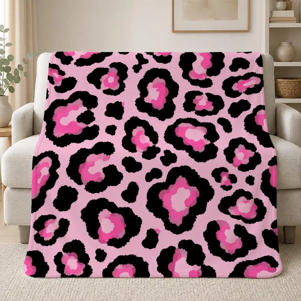 Bold Animal Print Pattern Pink Leopard Zebra Throw Soft Plush Flannel Throw Blanket Sofa Bed Travel Home Decor