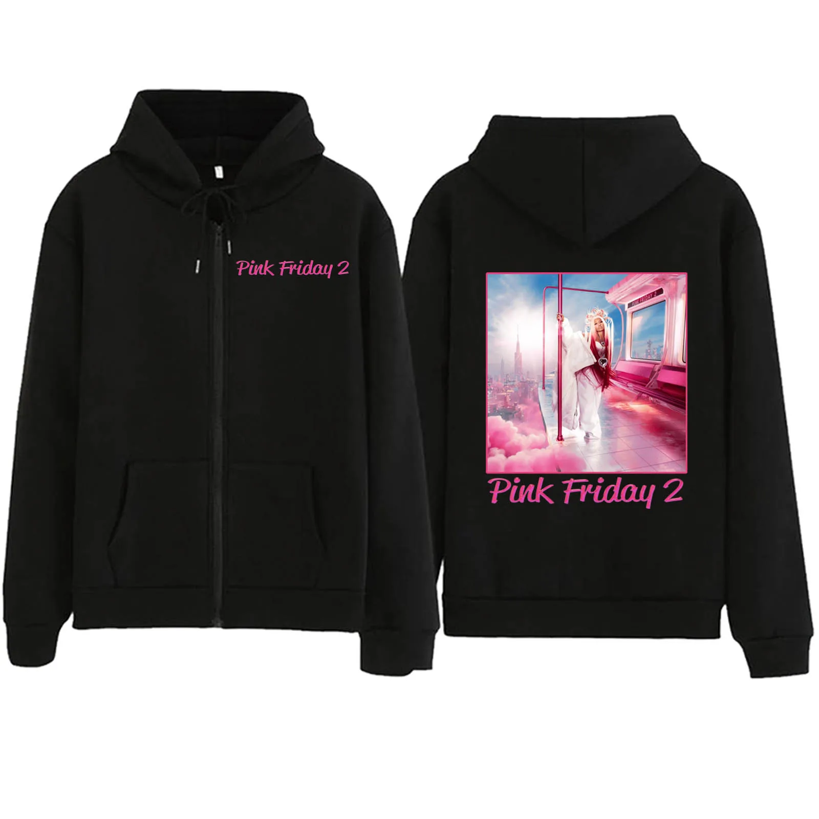 Nicki Minaj Pink Friday 2 Zipper Hoodie Music Sweatshirt Harajuku Hip Hop Men Women Fans Gift