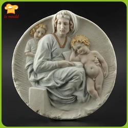 Madonna and Child Silicone Plaster Mould Religion Series Christian Catholic Wall Hanging Decoration Wax Resin Drop Glue Mold