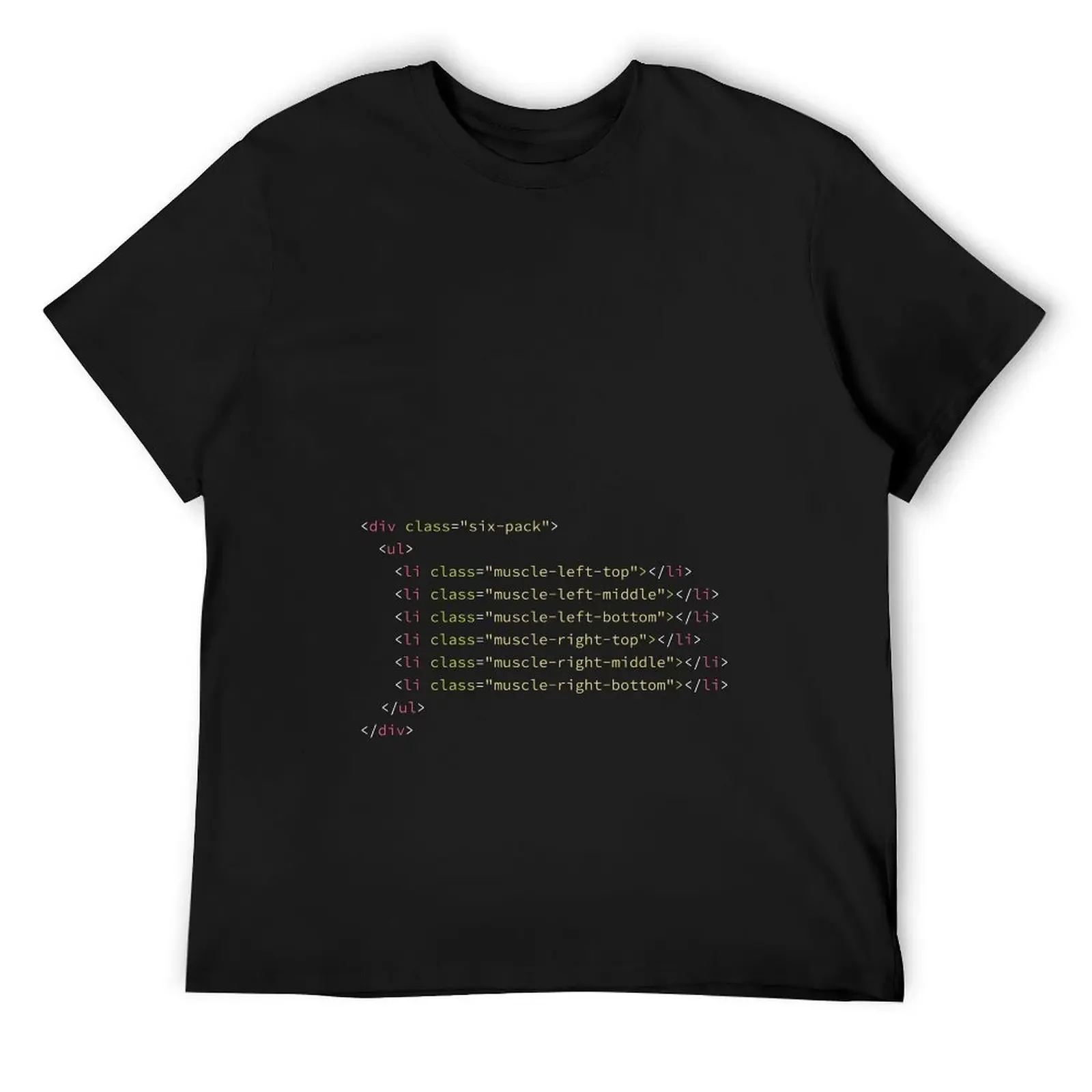 

Html Css Six Pack Developer T-Shirt custom shirt gifts for boyfriend kawaii clothes quick-drying mens cotton t shirts