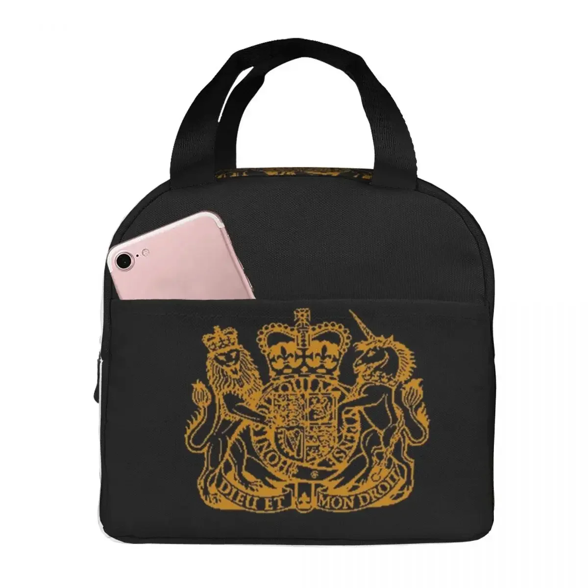 

Elizabeth II Royal Coat Of Arms Emblem Insulated Lunch Bags Waterproof Picnic Bags Lunch Tote for Woman Work Children School