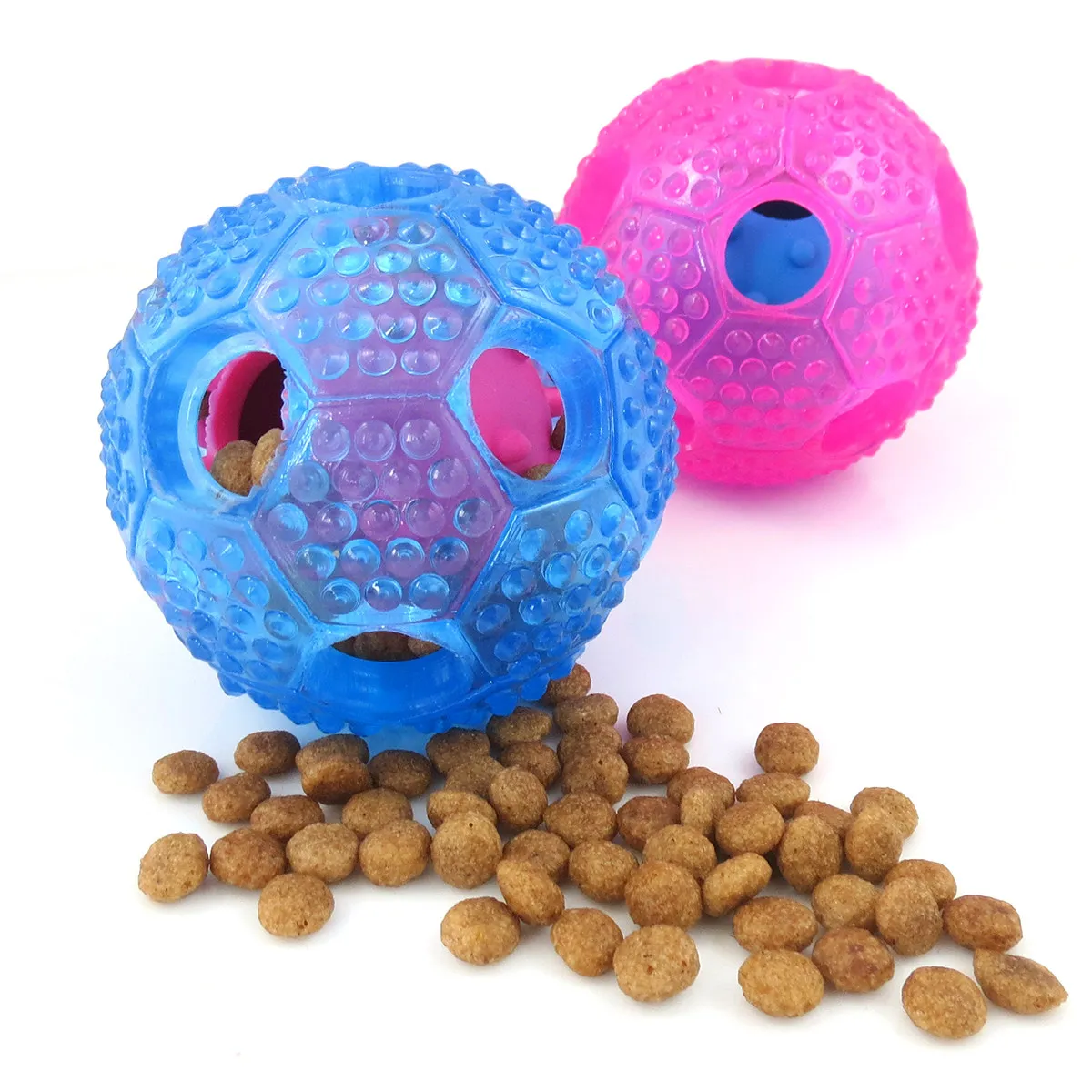 Pink Interactive Slow Feed Dog Treat Ball Nontoxic Rubber Chew Dispenser Fun Healthy Feeding Puzzle Rolling Training Ball