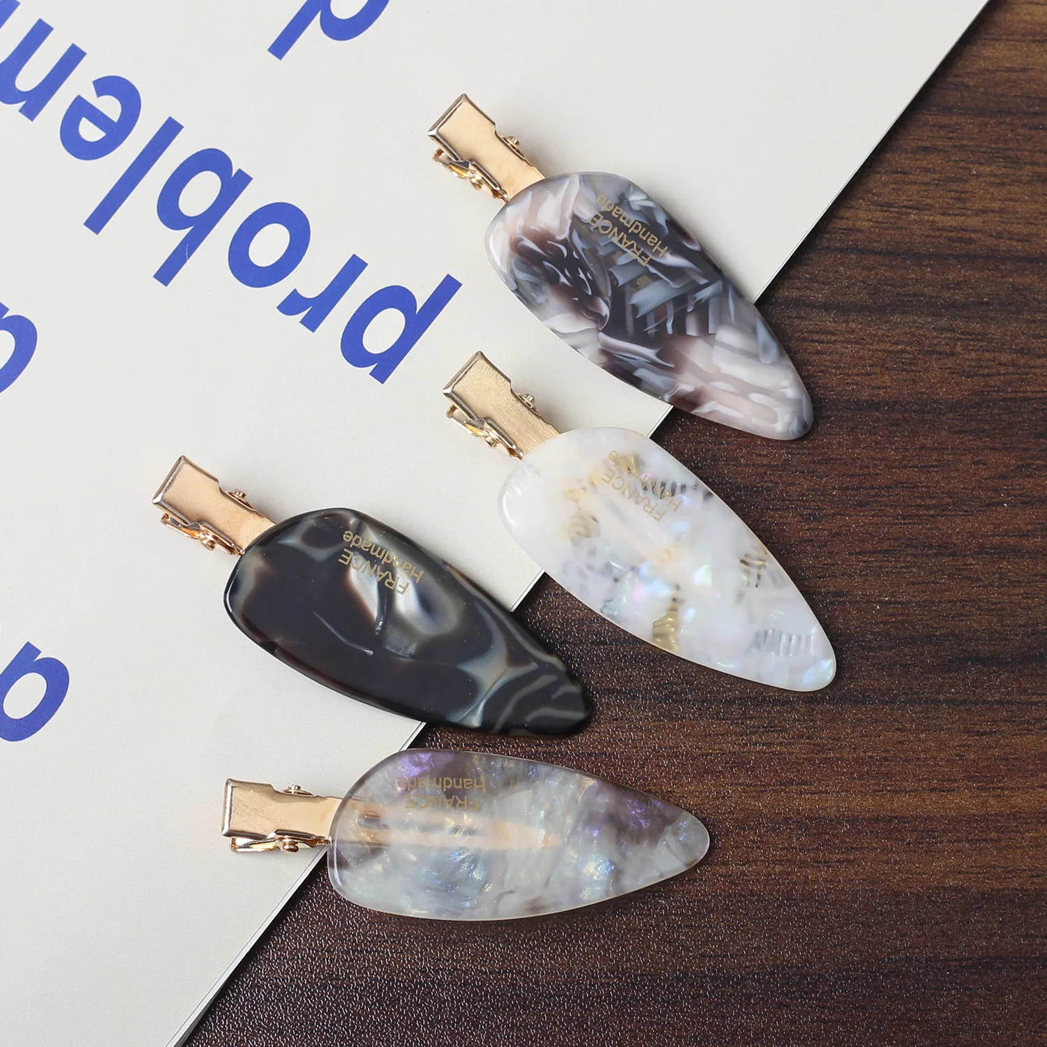 Retro Korean New Ink-Wash Texture Acetic Acid Side Clip Simple Fashion Makeup Bangs Clip Duck Beak Clip Hair Accessory