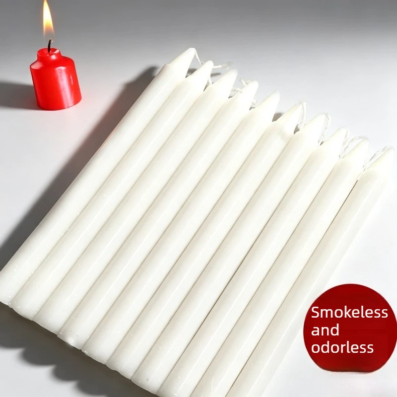 Smokeless Odorless White Candle Household Power Outage Emergency Lighting Fit Candlestick Home Decor Red White Candle