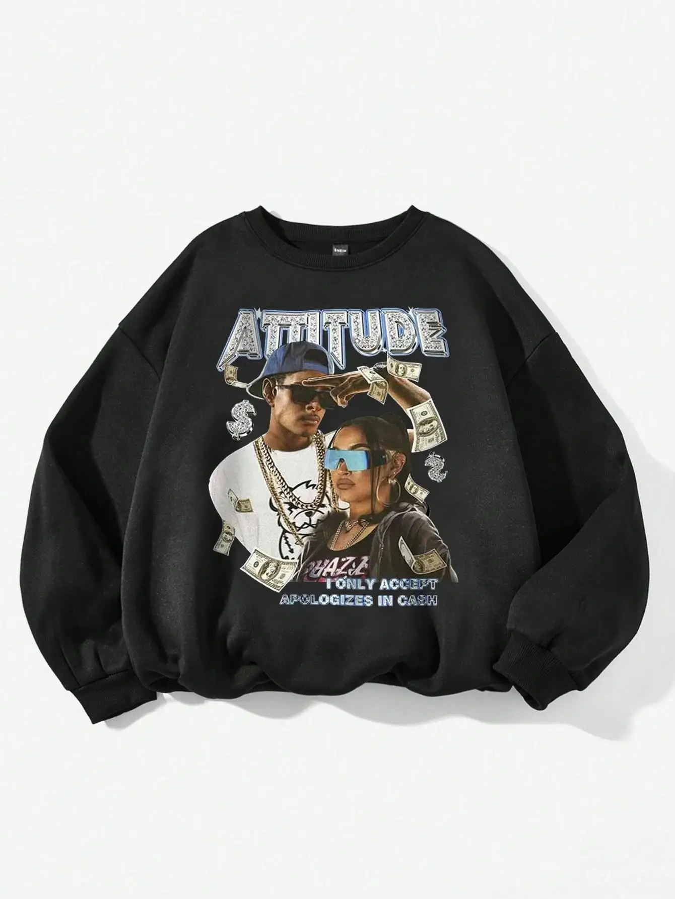 

Vintage Hip-Hop Patternsprinting Women Hooded Oversized Street Pullover Fashion Casual Clothes Fleece Soft Sweatshirts Female