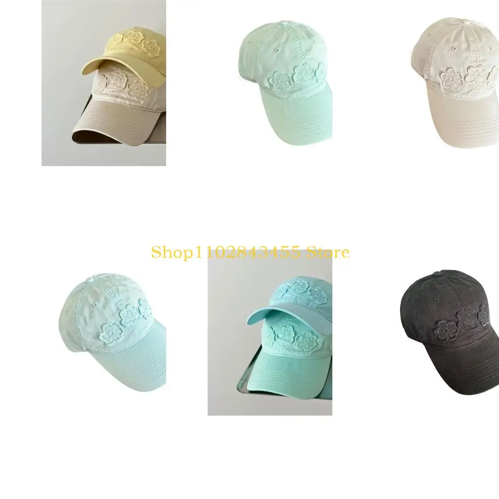 49MC Stylish Summer Baseball Cap With Floral Stitching Sun Shielding Design Comfortable Unisex Headwear