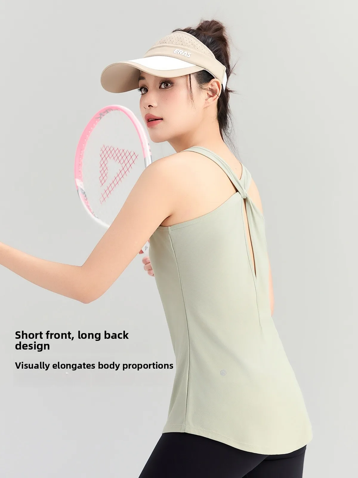 Atmungsaktives, leichtes, sexy, ausgehöhltes Pilates-Fitnes-Kleidungs-Tanktop für Damen, Nylon-Spandex, Feuchtigkeit, Frühling 2025,