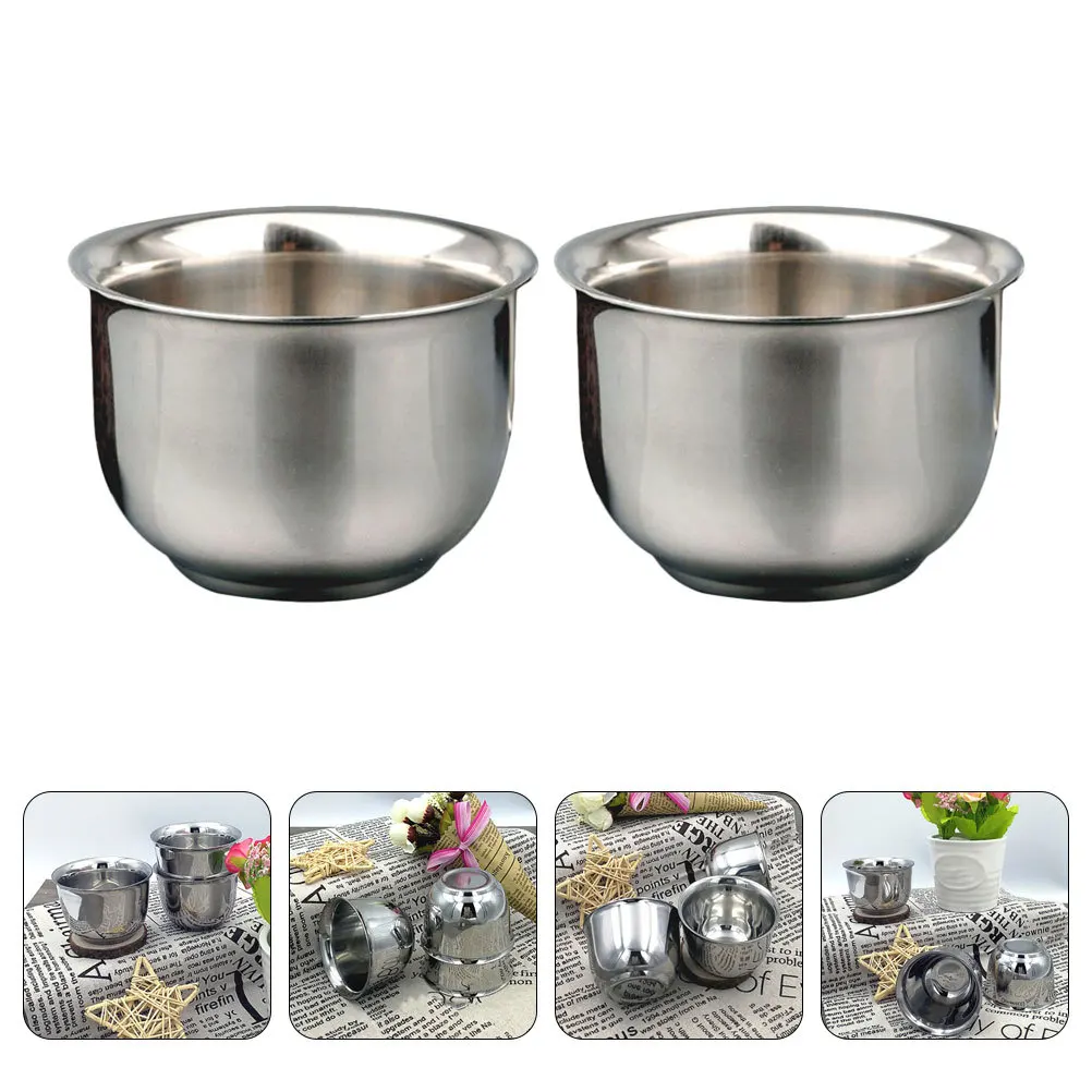

2Pcs Double Layer Wine Cups Stainless Steel Heat Insulated Rounded Drinking Cups for Home Office Tea Beverage Beverage Mugs