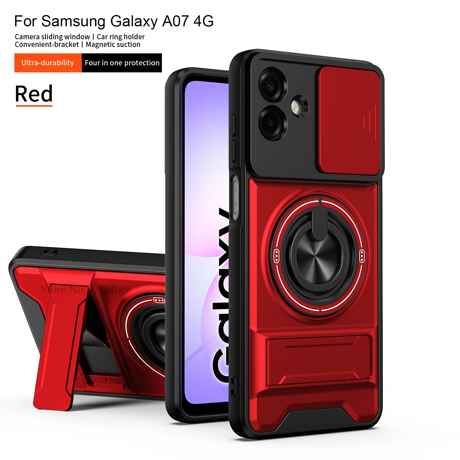 A07 Armor Case For Samsung Galaxy A07 Case Shockproof Slide Lens Protector Phone Cover For Samsung A07 Case Fundas With Ring