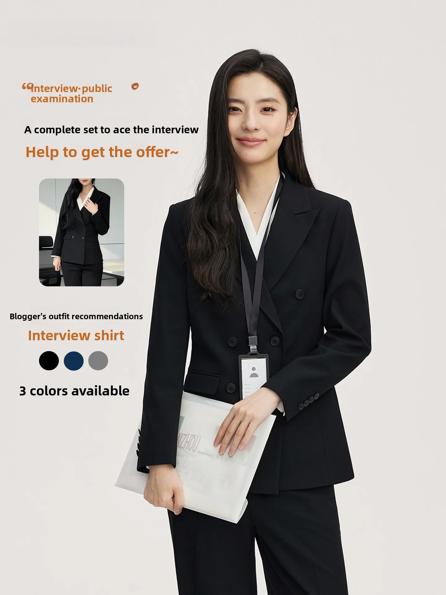 

Bla Suit Set for Women Double Button Profional Ss Work orm Busin Sle Slim Fit Polyester Fiber Anti-Wrinkle
