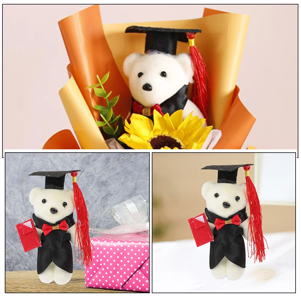 9 Pcs Graduation Season Dr Bear Toy Present Delicate Soft Fluffy Plush Gift Plastic Bears