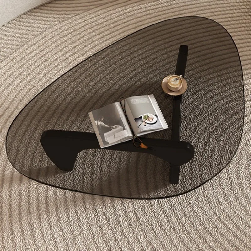 Tempered glass coffee table small apartment solid wood creative coffee table modern simple light luxury minimalist table