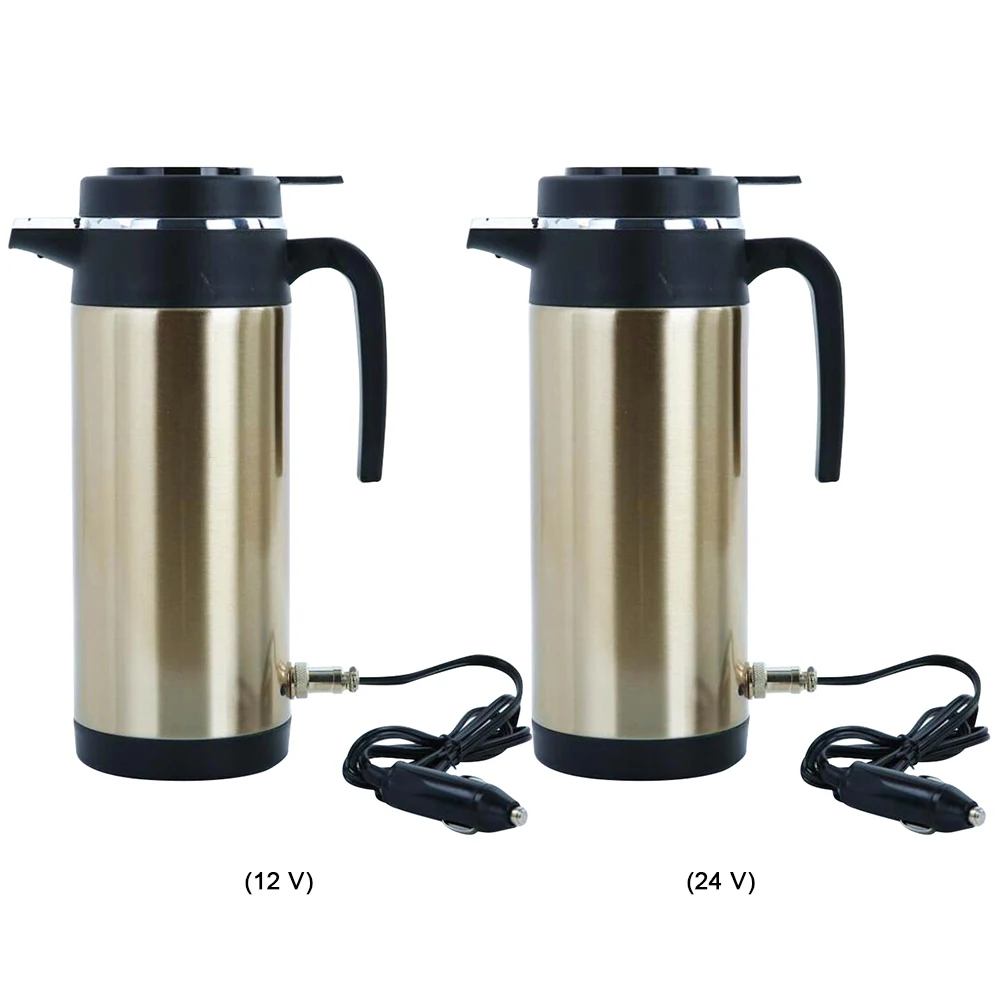 1200 ML Car Truck Water Heater Car Hot Kettle Large Capacity 12/24 V Stainless Steel Kettle 120/240 W Auto Shut Off Fast Boiling