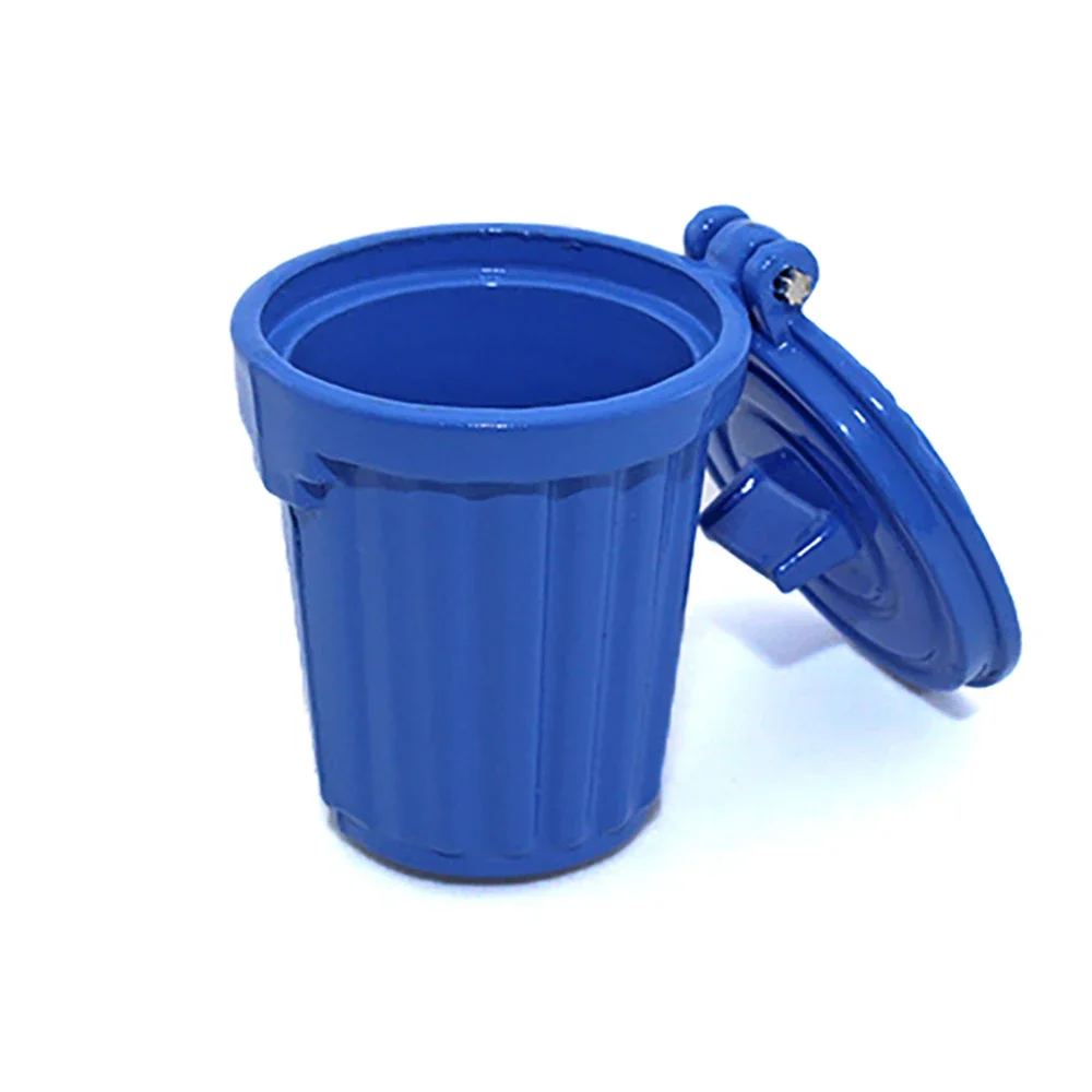 1/12 Dollhouse Miniature Accessories Mini Metal Trash Can Model for Doll House Decoration ob11