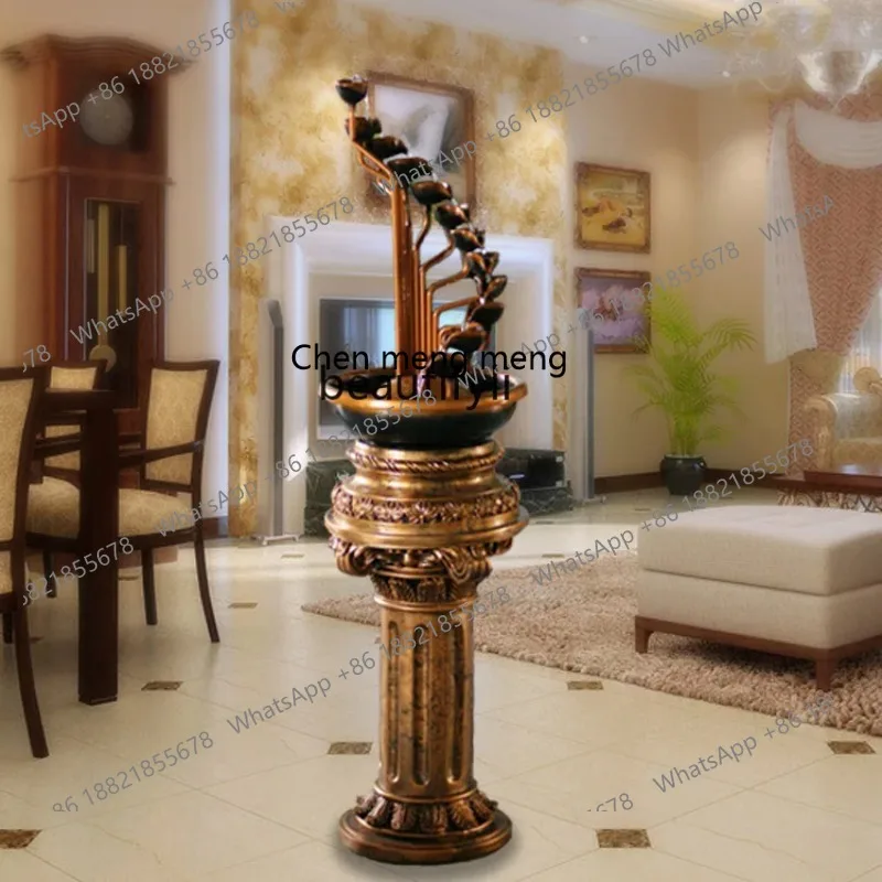 S7486 ss European-Style Fountain Water Water Landscape Decoration Fengshui Wheel Living Room Home Humidifier Decoration Fish Pon