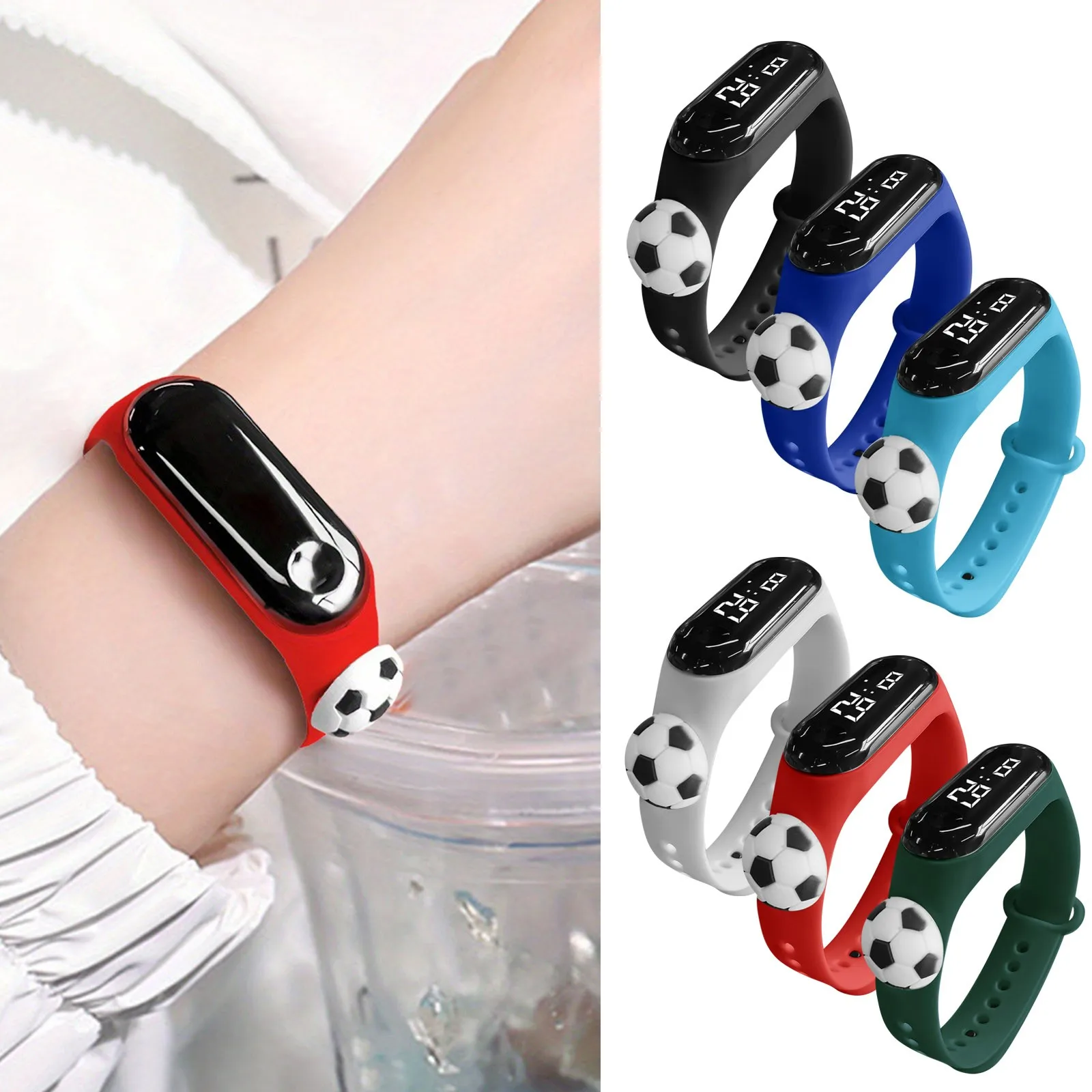 Children'S Bracelet Watch Football Decoration Cartoon Watch Suitable For Students Outdoor Electronic Display Time Watches