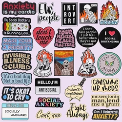 27 Types Social Anxiety Overthinking Enamel Pins Mental Health Introverted Brooch Backpack Lapel Badge Gift for Friend Wholesale