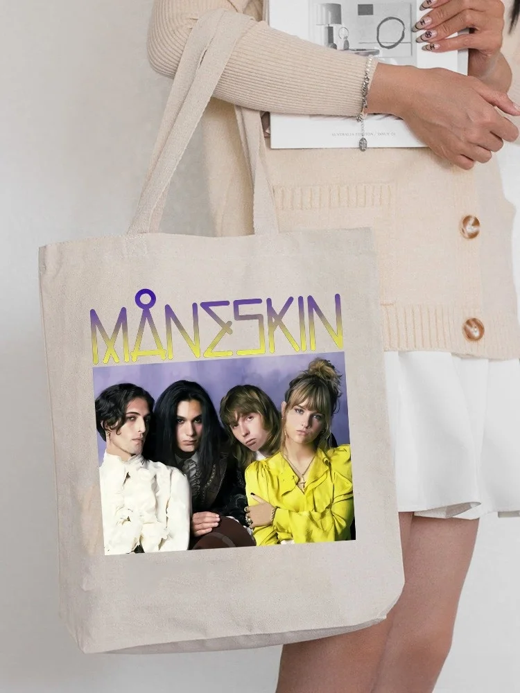 

Faionable Student Canvas Bag Maneskin Print Single oulder Handbag Harajuku Sle Women's Bag Trendy Trend Handbag