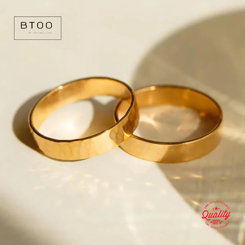 

14-каратное позолоченное минималистское плоское кольцо в стиле бохо 3,5 мм для женщин, кольцо на костяшку пальца, золотые аксессуары, ювелирные кольца