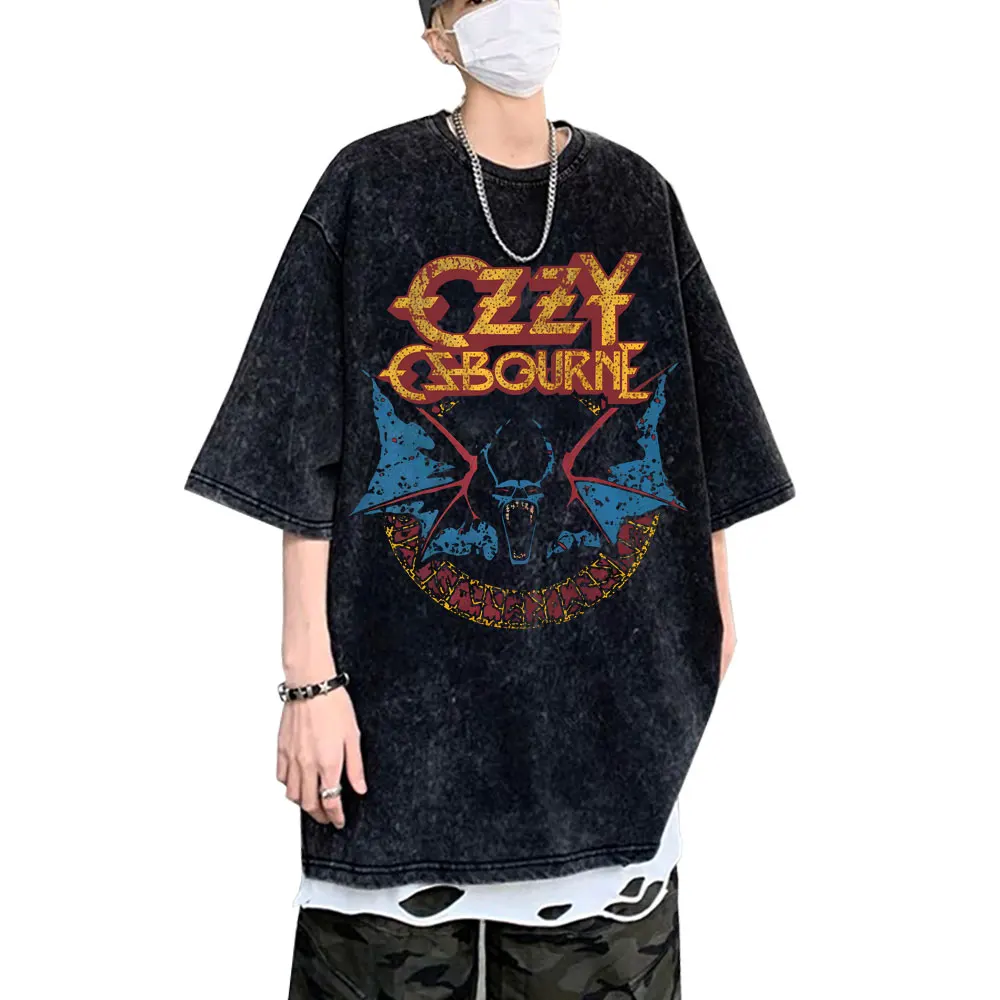 

Heavy Metal Rock Band Black Sabbath Ozzy Osbourne Vintage Washed T-shirt Men Women Fashion Casual Tshirt Male Oversized T Shirts