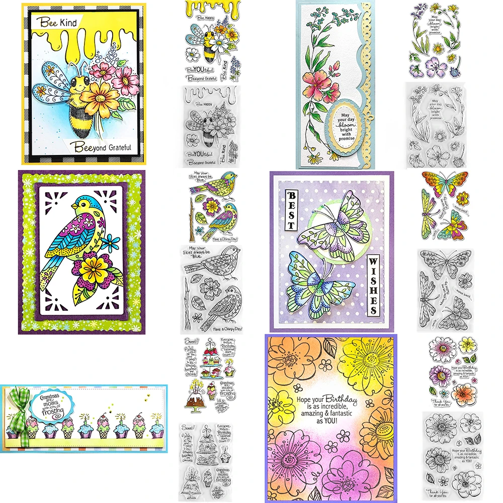 Blumen und Blätter schöne Vogel/Schmetterling klare Briefmarken für DIY Handwerk machen Kunst karte Fotoalbum Scrap booking Dekoration Briefmarken