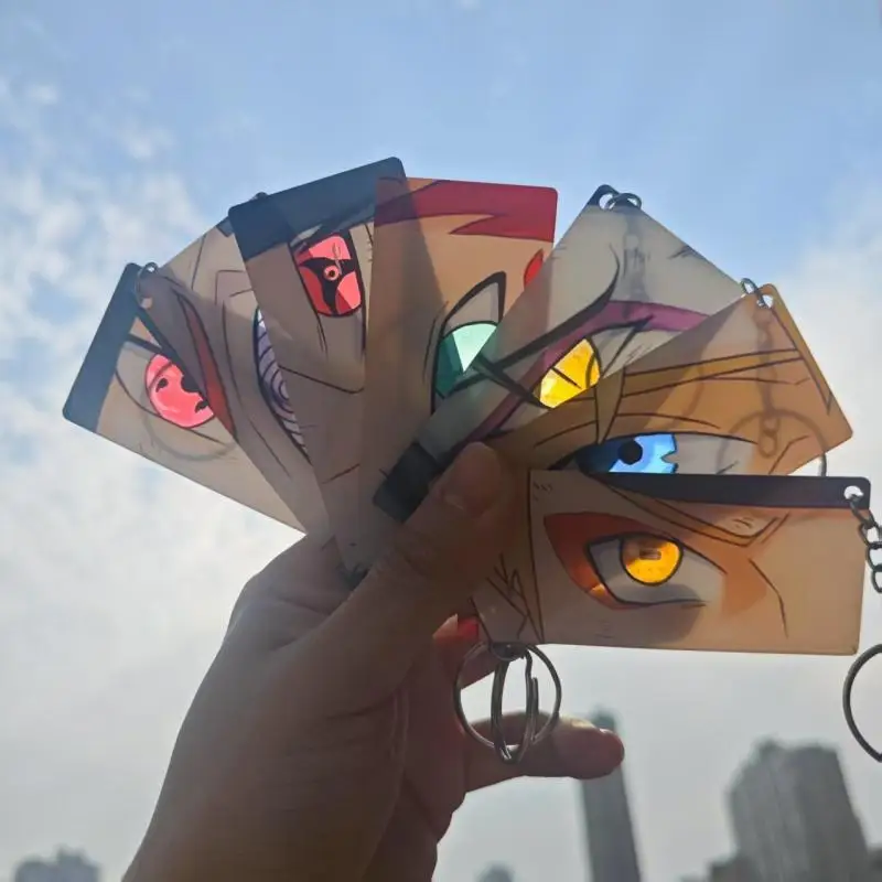

Naruto Keychain Pendant Acrylic Glow Eye Uzumaki Naruto Uchiha Sasuke Keychain Cartoon Toy Decorate Card Backpack Pendant Gift