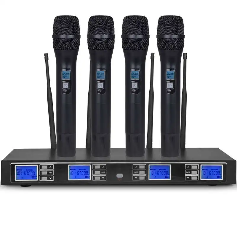 Wireless microphone with four U-segment collar clip earphones, professional stage performance, conference waist pack microphone