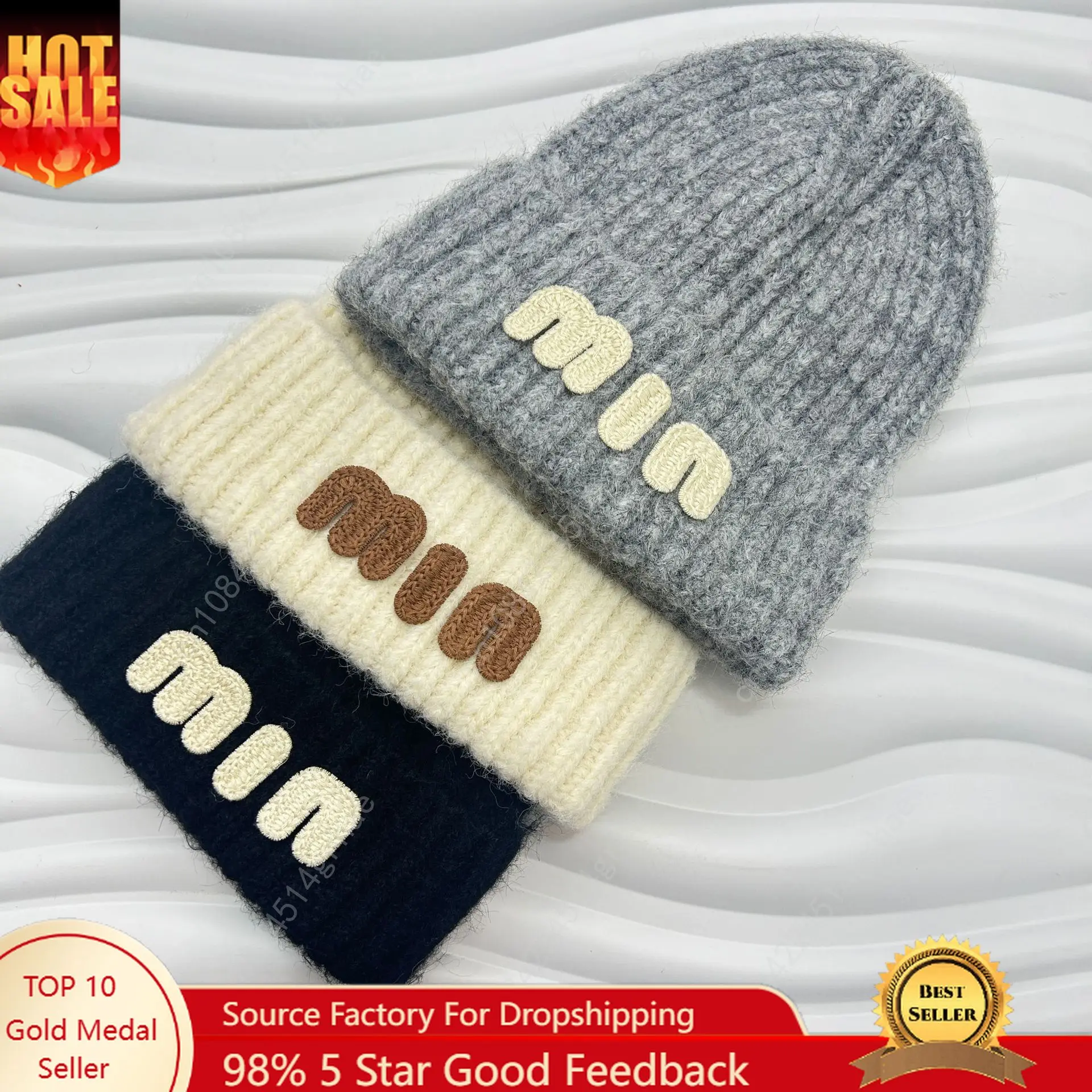 

Japanes andKorean winter solidcolor patchetter versatile pullovercold hatwool hattidebig head circumferencehighelasticknittedhat