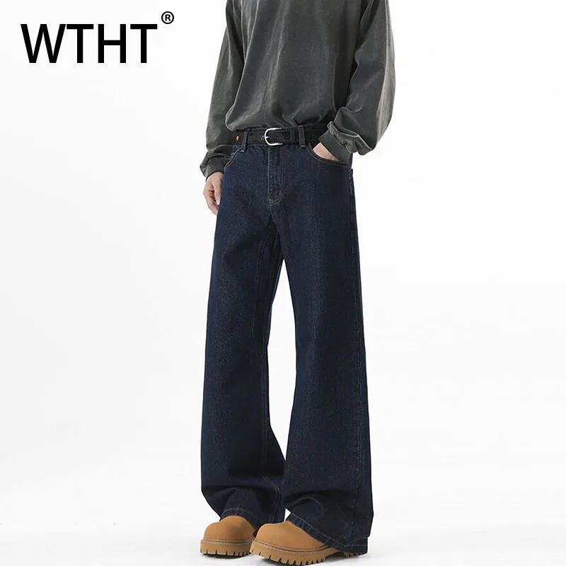 

WTHT модные мужские однотонные свободные джинсовые брюки в винтажном американском стиле с высокой талией мужские джинсы 2300, осень 2A1984