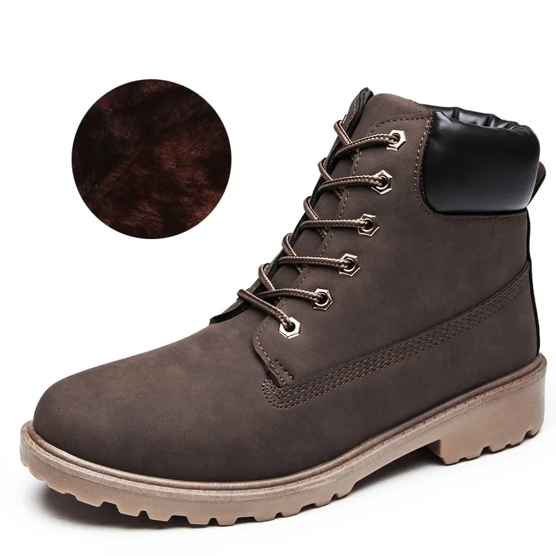 Winter Men's Waterproof Snow Boots with Fur Plush Warm Ankle Boots Outdoor Lace Up Anti-slip Sneakers Casual Shoes Plus Size 46