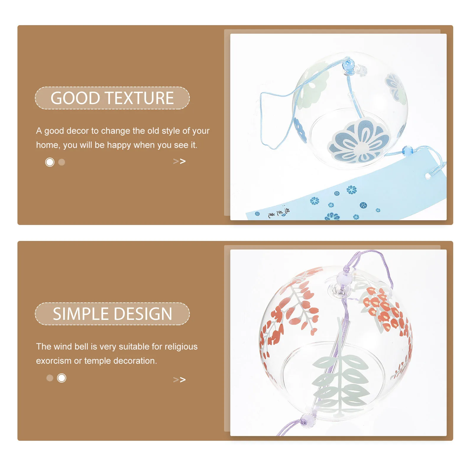 

4Pcs Glass Wind Chimes Japanese Style Hanging Ornament Home Balcony Garden Decor Clear Sound Sweet Tone Decorative Wind Bells