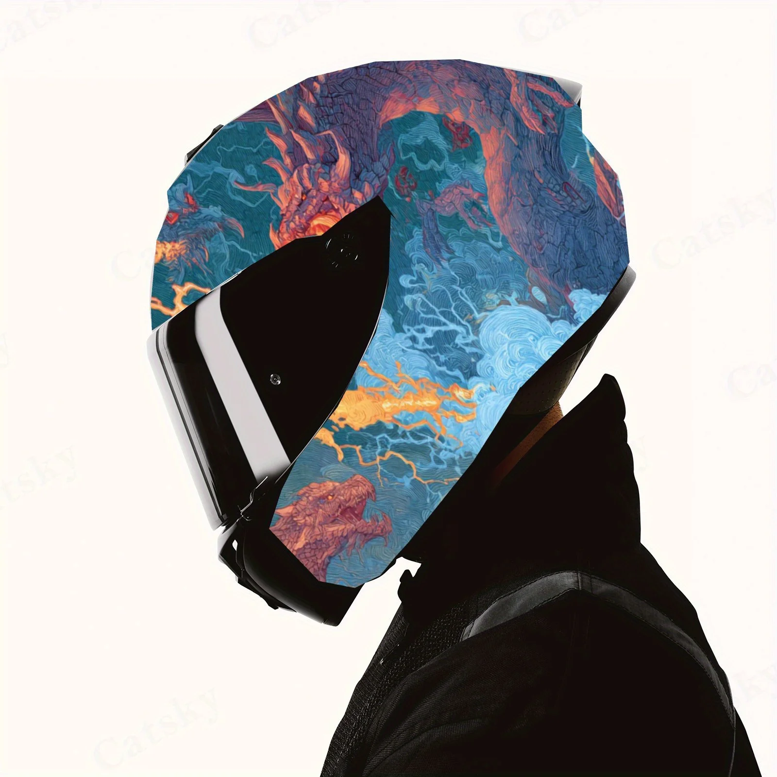 ملصق حماية من مادة PVC لخوذة التنين الأسطورية، ملحق ديكور خارجي لخوذة الدراجة النارية، مقاوم للماء وذاتي اللصق #4