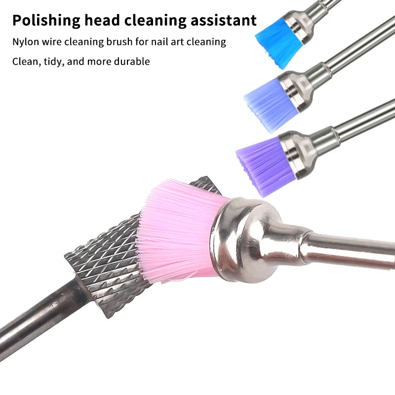 Nail Art Tool Polisher Nail Drill Bit Cleaning Brush Cleaner Electric Nail Files Milling Cutter Dust Remover Drill Accessories
