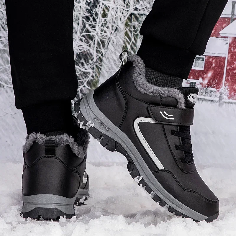 الرجال أحذية رجل الدفء مع الفراء في الهواء الطلق المشي الثلوج أحذية رياضية السفر قصيرة أفخم منصة حذاء للسير مسافات طويلة للجنسين النساء الأحذية #1