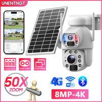 UNENTNGT 4k 8MP Camara Sim 4g Solar Camera Dual Lens Wifi Outdoor 360° Ip Camera Security Solar Cctv Cameras with Solar Panel