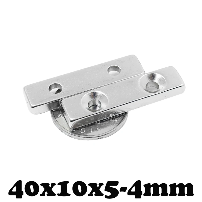40x10x5-4 Power Magnet 40x10x5mm 2 Hole 4mm Strong Square Neodymium Magnet 40*10*5-4 20x10x5-4 30x10x5-4 60x10x5-4
