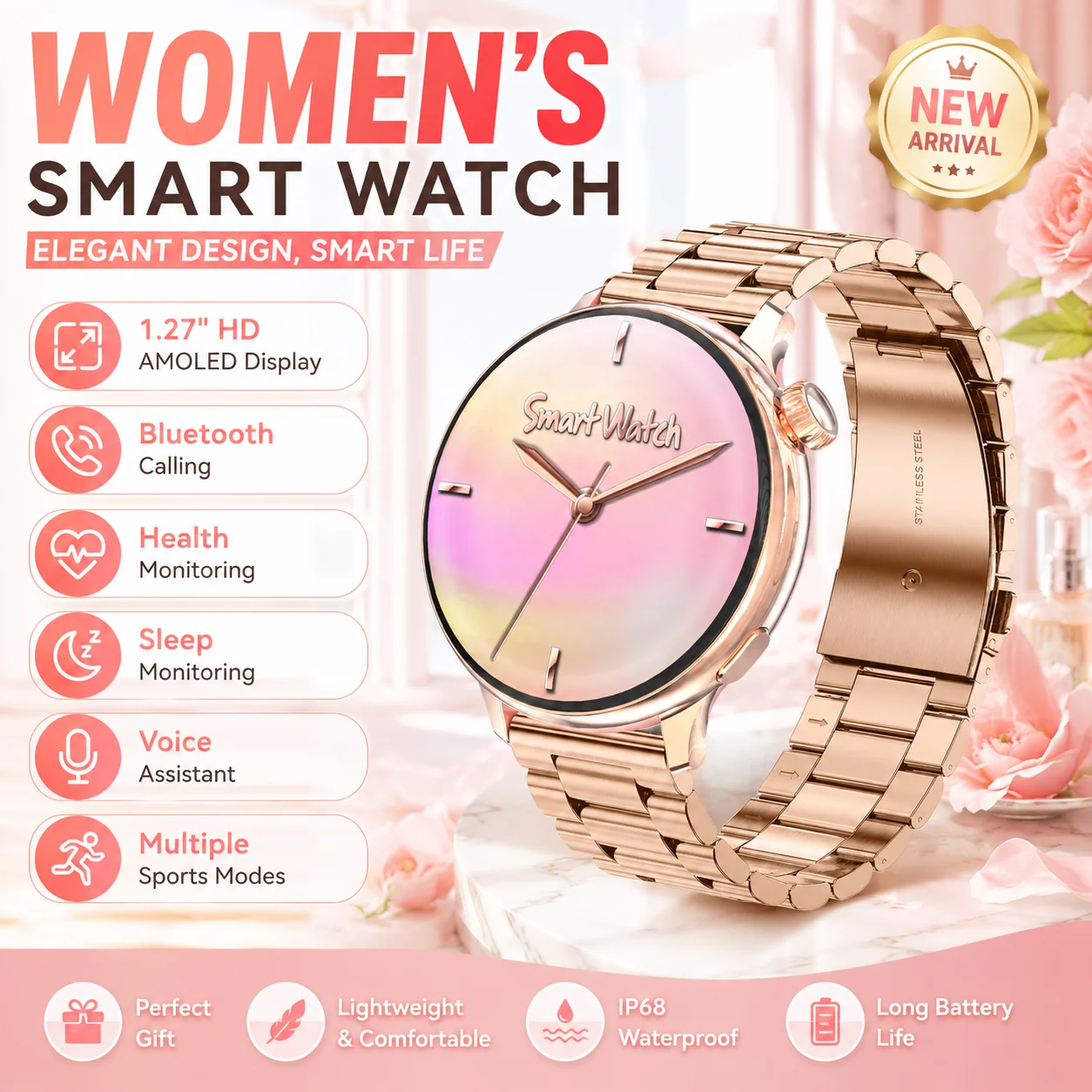 Smartwatch Luxury Watches For Women - Relógio Inteligente de Luxo para Mulheres