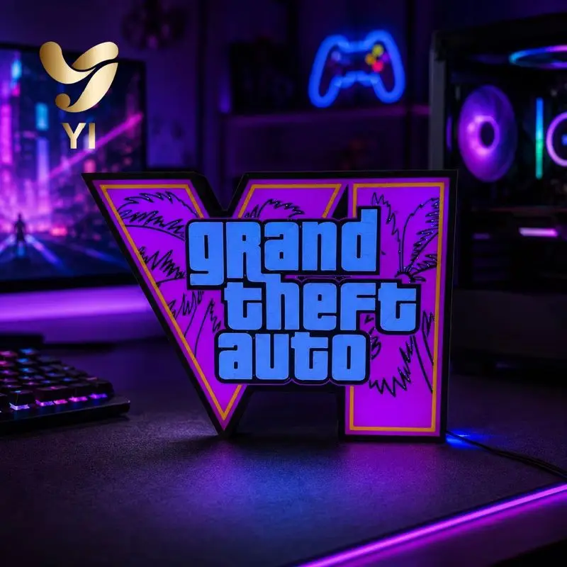 New In Stock Gta 6 Horizon Ambient Light Usb Cool Desktop & Pc Case Decoration 3d‑Printed Ornament Argb Faith Light Trendy Gift