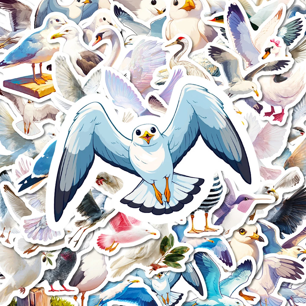 10/30/56 قطعة Kawaii الطيور البيضاء الكرتون ملصقات النورس حمامة الكتابة على الجدران الشارات DIY بها بنفسك دفتر الغيتار حقيبة لطيف الحيوانات ملصق
