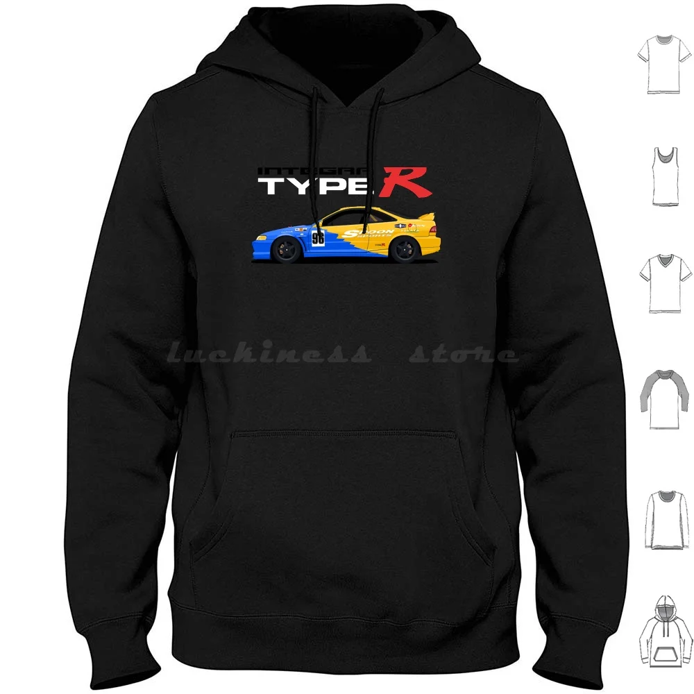 Integra Type R Spoon Sports Hoodies Long Sleeve Type R Integra Type R Spoon Sports Civic Type R Motorsport Art White