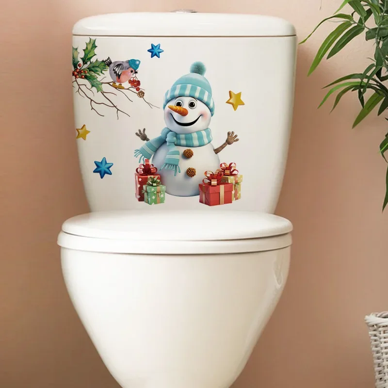 Christmas Day sticker toilet bathroom toilet lid beautify home self-adhesive