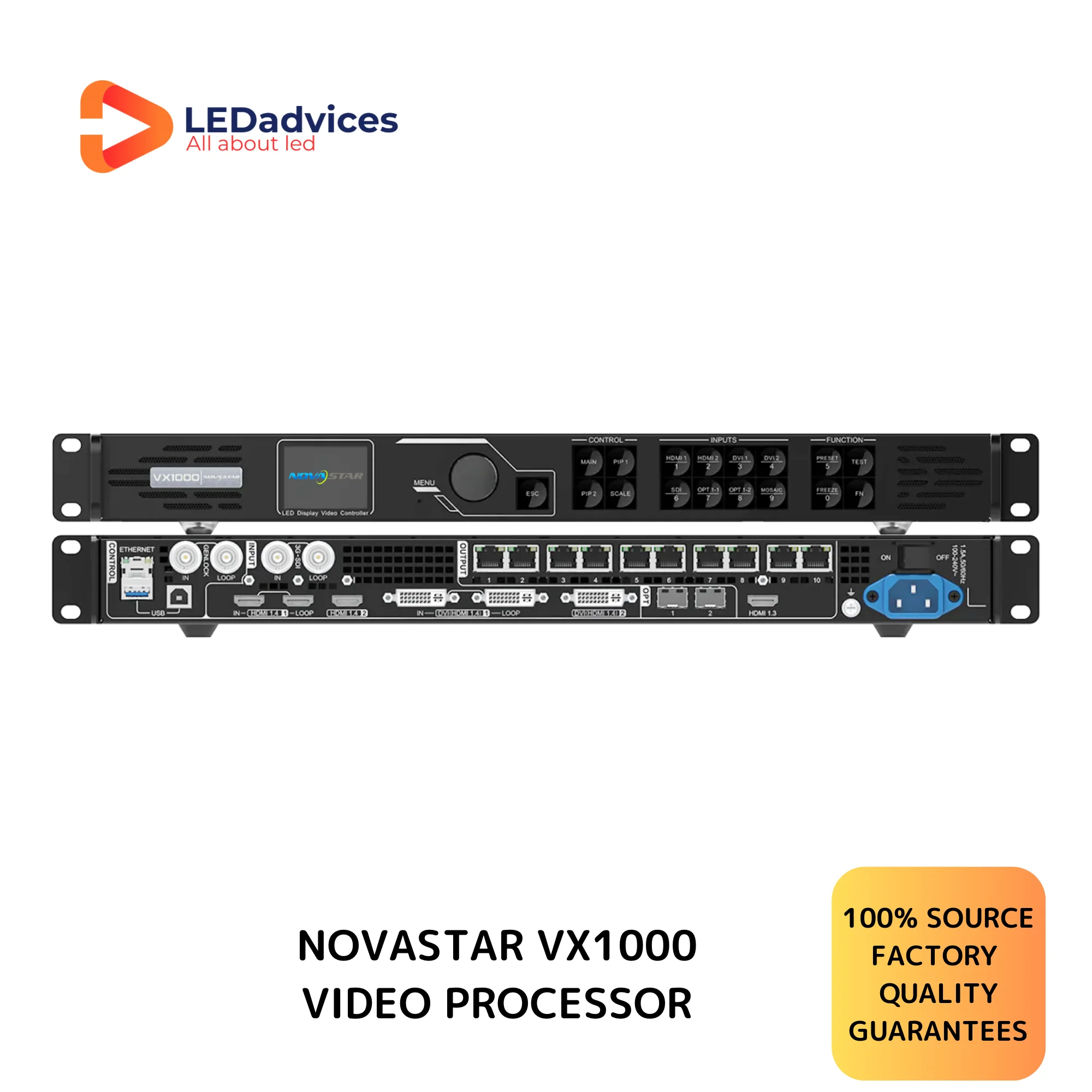 Novastar-procesador de vídeo todo en uno VX1000, controlador de reproductor de vídeo con pantalla LED grande, 10 puertos Ethernet, 6,5 millones de píxeles, origen 100%